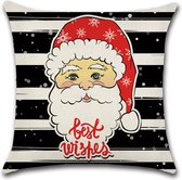 Sierkussen Kerst - Kerstman Zwart/Wit - Sierkussen - Kerst - 45x45 cm - Sierkussen - Polyester