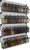 Friendly Kitchen Ophangbaar Kruidenrek - 4 kruidenrekjes voor totaal 32 Kruidenpotjes - Spice rack - Staal -  Zwart