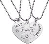foto van Bixorp Friends - Set van 3 Leuke Vriendschapskettingen metaal - Zilveren hartje - Best Friends - BFF ketting voor 3