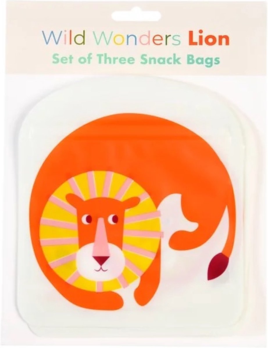 Rex London - Lion snack bag - Herbruikbare lunchzakjes - Snacktasje - Duurzaam - 3 stuks
