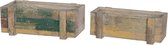- doos teruggewonnen hout uiterlijk 39x21x14.5cm s / 2 - multi - x39x21
