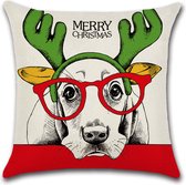 Kussenhoes Kerst - Merry Christmas Hond - Kussenhoes - Kerst - 45x45 cm - Sierkussen - Polyester