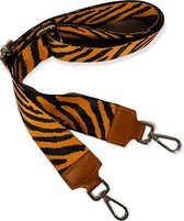 THL Design - Schouderband Voor Tas – Tassenriem – Tas Hengsel - Bag Strap - Verstelbaar – Zilverkleurig - Zebra - Zwart / Bruin
