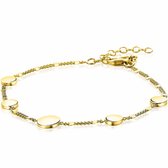 ZINZI zilveren armband 14K geel verguld ronde plaatjes met gourmet schakel 17-20cm ZIA2158G