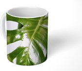 Mok - Foto van donkergroen botanisch blad - 350 ML - Beker