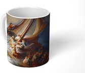 Mok - Koffiemok - De storm op het meer van Galilea - Schilderij van Rembrandt van Rijn - Mokken - 350 ML - Beker - Koffiemokken - Theemok
