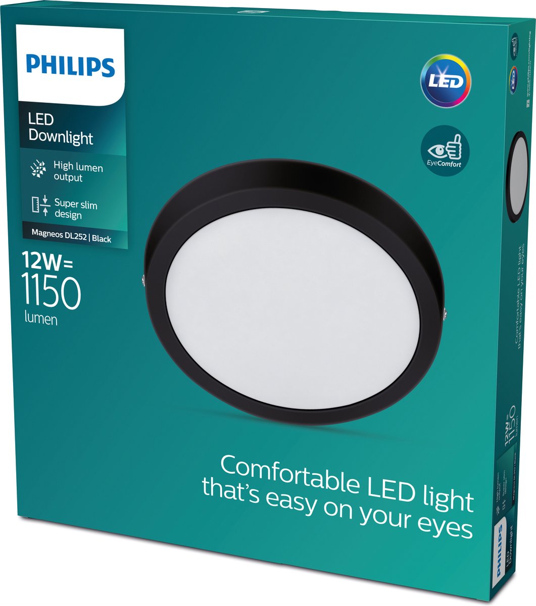 Philips Plafondlamp Magneos Led Zwart ⌀21cm 12w