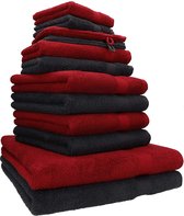 Premium Luxe Collectie, Handdoeken Zacht 100% Katoen, Premium Kwaliteit, 2 badhanddoeken 4 handdoeken 2 gastendoekjes 2 washandjes 2 washandjes Robijnrood / grafiet.