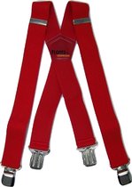 Rode bretels met vier stevige sterke brede stalen clips