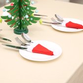 GBG Kerst Hoeden Set voor Bestek - Kerst Decoratie – Feestversiering – Set van 4 - Rood - Feest