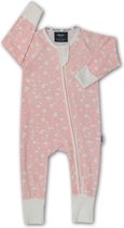 Zipster Sneeuwstorm Roze - Baby Romper - Bamboe - Met 2-way ritssluiting - Maat 62-68