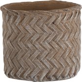 J-Line Bloempot Immitatie Gewoven Cement Taupe Medium Set van 2 stuks