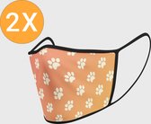 Duopack: Oranje hondenpoten wasbare mondmasker - M / Stoffen mondkapjes met print / Wasbare Mondkapjes / Mondkapjes / Uitwasbaar / Herbruikbare Mondkapjes / Herbruikbaar / Ov geschikt / Mondm