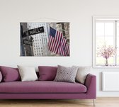 Amerikaanse vlaggen op Wall Street in New York City - Foto op Textielposter - 45 x 30 cm