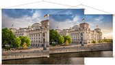 Rijksdaggebouw aan het Plein van de Republiek in Berlijn - Foto op Textielposter - 120 x 80 cm