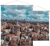 Luchtfoto van de Galatatoren en skyline van Istanbul - Foto op Textielposter - 90 x 120 cm