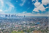 Blauwe hemel boven de stad Los Angeles in Californië - Foto op Tuinposter - 150 x 100 cm