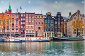 Panoramisch tafereel in herfstachtig Amsterdam - Foto op Tuinposter - 150 x 100 cm