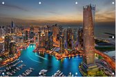 De jachthaven en indrukwekkende skyline van Dubai - Foto op Tuinposter - 60 x 40 cm