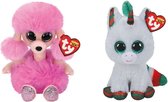 Ty - Knuffel - Beanie Boo's - Camilla Poodle & Christmas Unicorn