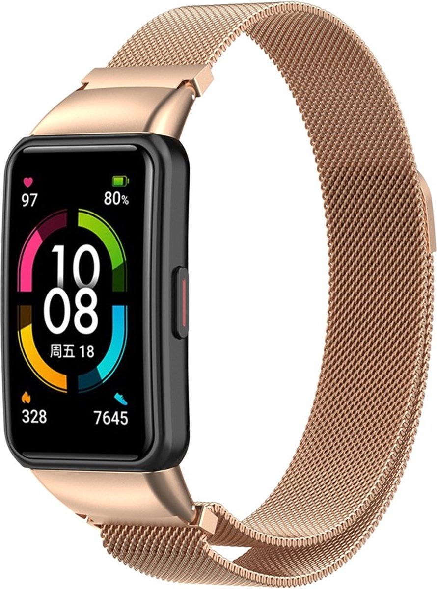KELERINO. Milanees bandje geschikt voor Huawei Band 6 - Rosé goud