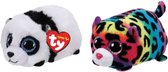Ty - Knuffel - Teeny Ty's - Bamboo Panda & Jelly Leopard