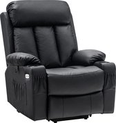 Monkey's Luxe Elektrische Relax stoel - Voetensteun - Chill stoel - USB Aansluiting - Zwart - Leer - Retro - Tv stoel - Sta Op Functie - 3 Motoren -‎ ‎100 x 86 x 112 cm