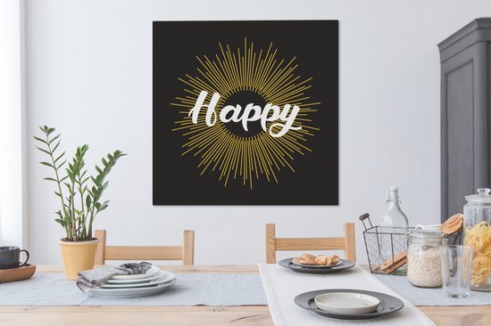 Tableau sur toile Proverbes - Happy - Citations - 90x90 cm - Décoration murale