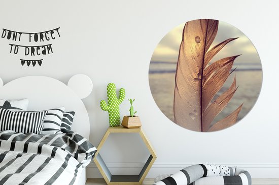 Gouttelettes d'eau sur une plume Cercle mural aluminium ⌀ 140 cm