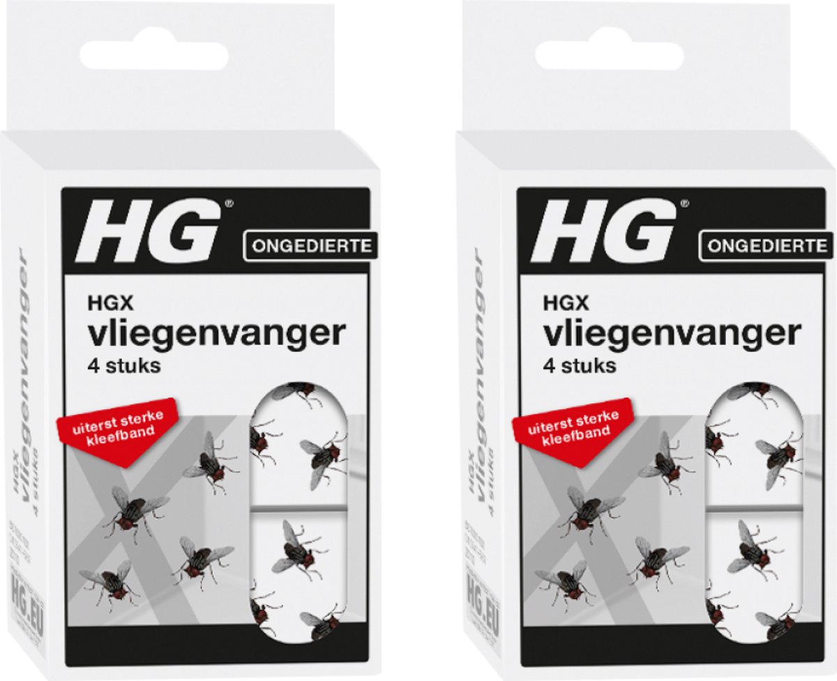 HGX Vliegenvanger - Kleefband - Bevat Géén Giftige Stoffen - 4 x 2 stuks!