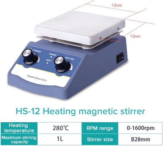 VEVOR Magneetroerder Met Verwarmingsplaat, Roerset 1000 Ml Verstelbare Draaiknop Roerplaat Verwarmingsvermogen 1500 Rpm 250 W Max 99 9 C Wit 2155412212