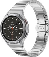 Smartwatch bandje - Geschikt voor Samsung Galaxy Watch 5 (incl. Pro) en Galaxy Watch 4 - Horlogebandje - RVS metaal - Fungus - Streep - Zilver