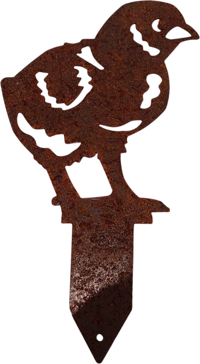 Metalendier - Tuinbeeld - Kuiken - Kip - Cortenstaal - NL Fabrikaat
