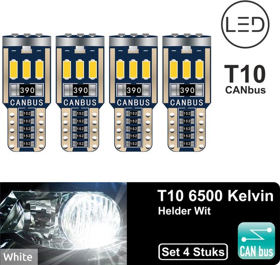 vertel het me Verspreiding top T10 Led Lamp Helder Wit 6500K (Set 4 stuks) Type 9LV/SMD CANBus Foutloos  5W5 | W5W |... | bol.com