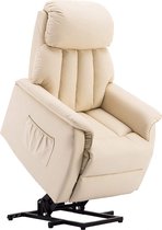 Bobby's Luxe Elektrische Relax stoel - Ligpositie 140 Graden - Voetensteun - Chill stoel - USB Aansluiting - Crème Wit - Kunstleer - Retro - Tv stoel - Sta Op Functie -‎ 77 x 72 x