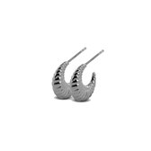 Silventi 9SIL-21611 Zilveren Halve oorringen - 13 x 4,3 mm - Aflopend - Ribbel - Rhodium - Zilver