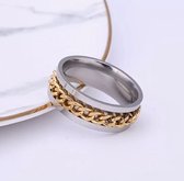 Chain Ring | Goud | Ringen Mannen | 17mm | Ring Heren | Mannen Cadeau voor Man Cadeautjes | Moederdag | Moederdag Cadeau