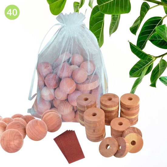 40x Milieuvriendelijke & Natuurlijke Mottenballen – Cederhout tegen Motten - Mottenval - Motten Bestrijden