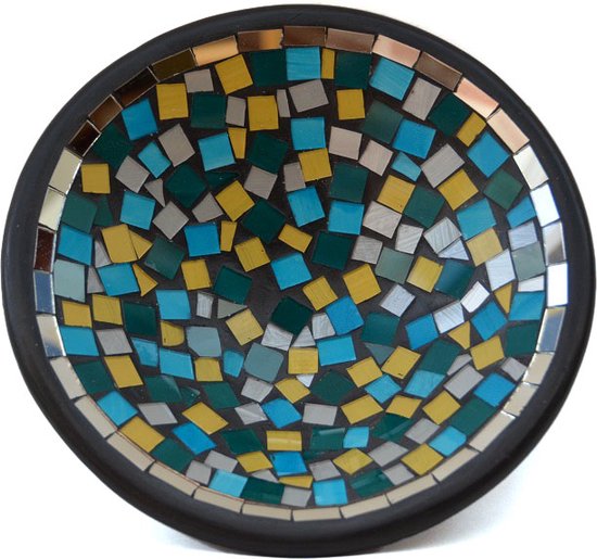 Floz mozaiekschaal - Turkse kleur mix - glasmozaiek en aardewerk - 25 cm - fairtrade uit Indonsië