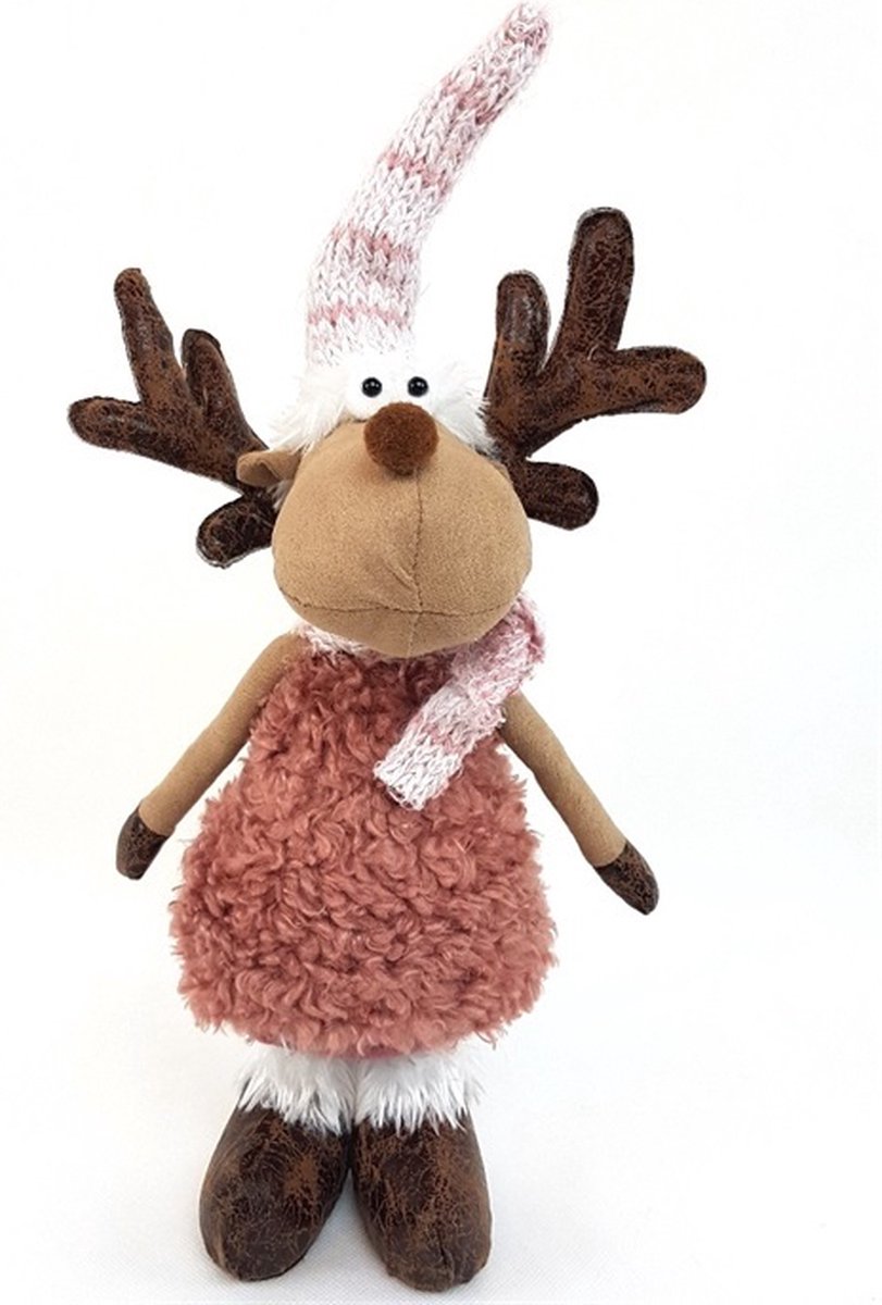 Mansion atmosphere - Stoffen Rendier met korte poten - Kerstdecoratie - 15x9x37 cm