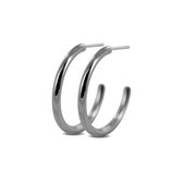 Silventi 9SIL-21585 Zilveren Halve Oorringen - Dames - 25 x 2,4 mm - Glad - Rhodium - Zilver