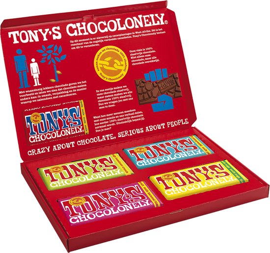 Tony's Chocolonely Vaderdag Cadeau Geschenkdoos Sweet Solution - 4 Chocolade Repen - Chocolade Geschenkset voor Man en Vrouw - 4 x 180 gram Geschenkset voor Man en Vrouw