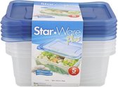 Star Ware vershouddozen met deksels - Blauw / transparant - Kunststof - 18 x 12,5 x 7 cm 1,2 Liter - Set van 5