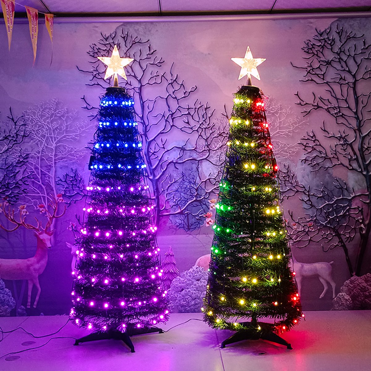 Kerstboom met slimme lampjes - 150 cms | inclusieve ster - kerstboom met led-verlichting | Kunstkerstboom/ Kerstboom - 150cm incl. kerstboomverlichting