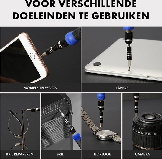 Brute Strength - 161 delige Precisie Schroevendraaierset Magnetisch - Universeel - Gereedschapset- Schroevendraaiers - Torx bitset - Mini schroevendraaier voor horloge en brillen