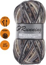 New Running bruin beige (327) - dunne sokkenwol - scheerwol en polyamide - pendikte 2,5 a 3mm - 1 bol van 100 gram