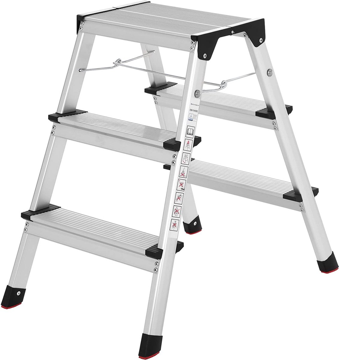 SONGMICS aluminium ladder, multifunctionele ladder, belastbaar tot 150 kg, met 3 niveaus, getest door TÜV Rheinland volgens DIN EN14183 GLT23K