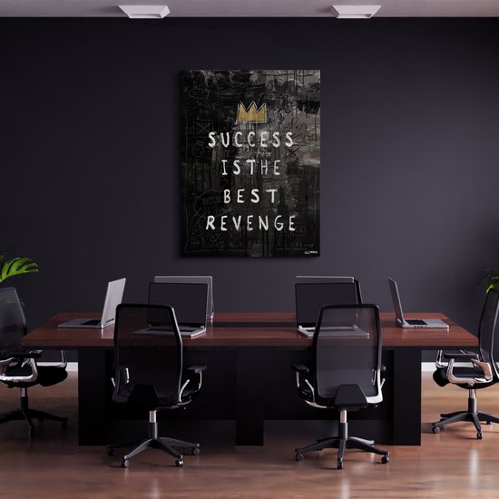 Luxe Canvas Schilderij Succes Revenge | 75x100 | Woonkamer | Slaapkamer | Kantoor | Quote | Succes | Motivatie | Design | Art | Modern | ** 4CM DIK! 3D Effect**