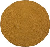 Vloerkleed jute rond okergeel 200 cm