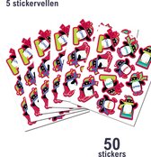 Grote Pinguinstickers - 50 Stickers - 5 vellen stickers in het thema pinguins en winter - Knutselstickers Winter Pinguins